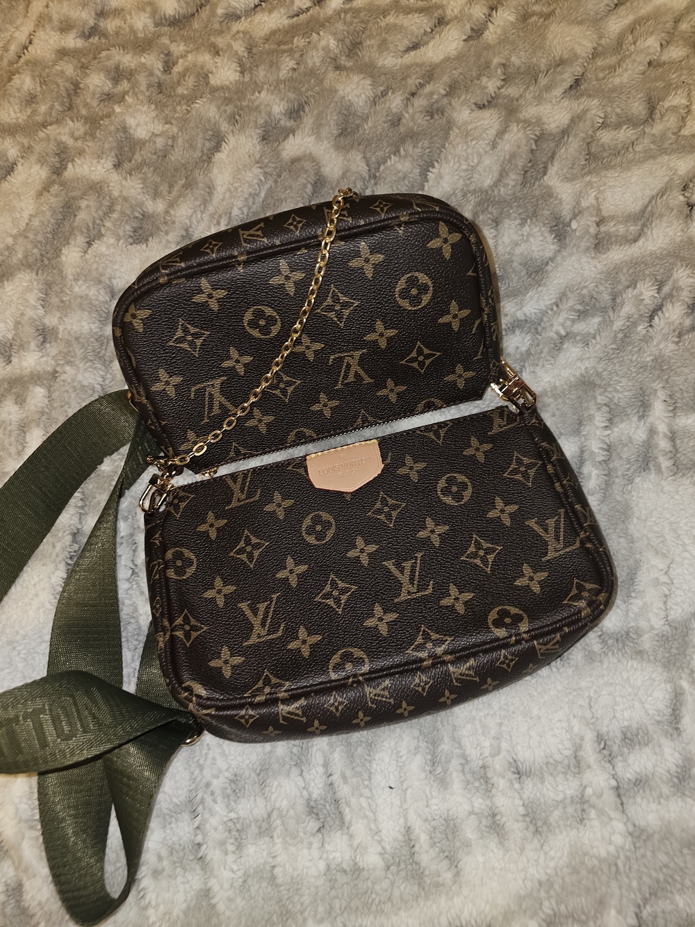 Designer Monogram Crossbody Bag in Brown